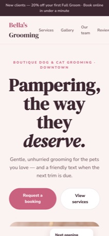 Bella's Grooming on mobile