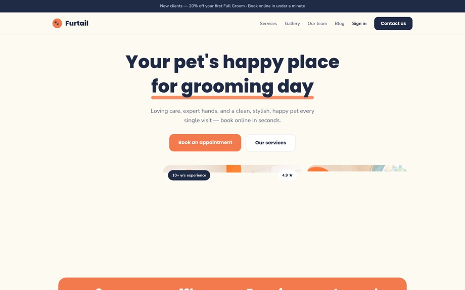 Furtail pet grooming storefront